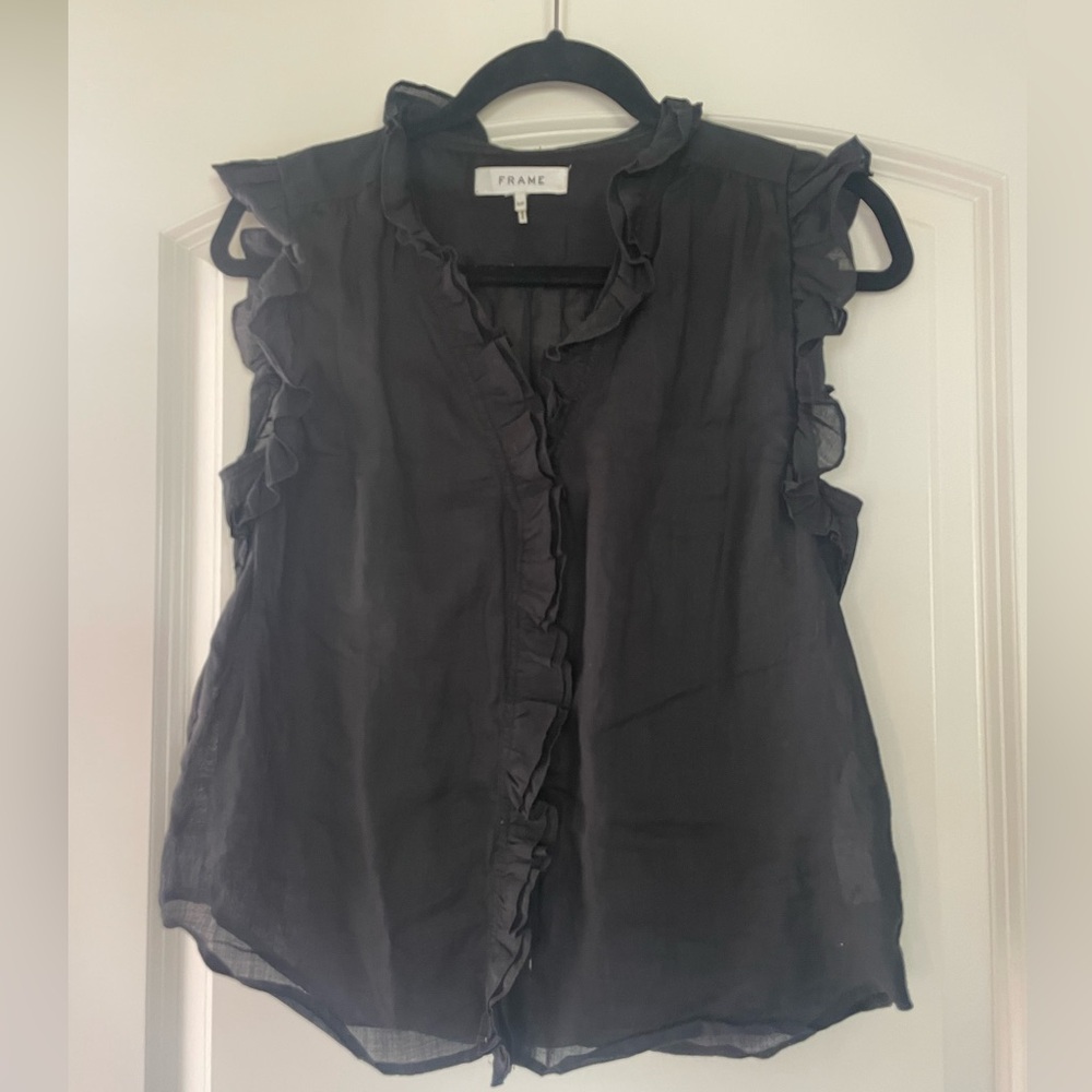 Frame Denim black Ruffle Top